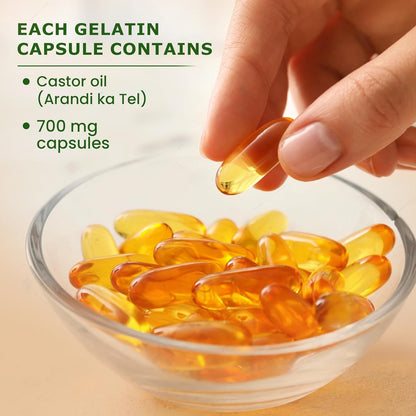 Asoj Soft Ayurvedic Castrolax Castor Oil Soft-Gel 60 Capsules