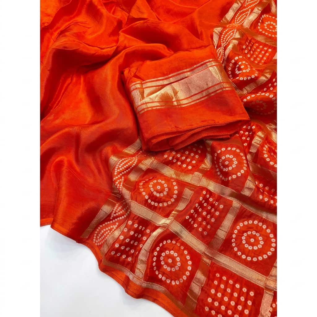 Rangtara Viscose Maysur Silk Saree with Bandhani Pallu