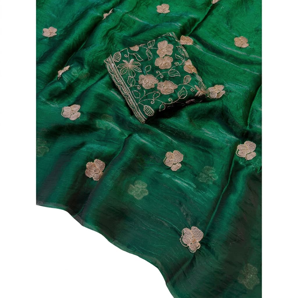 Shree Fendy Flower Two-Tone Space Silk Partywear Saree with Handwork Blouse