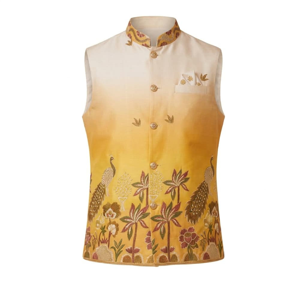 Shaded Peacock Designer Koti / Kurta / Pyjama