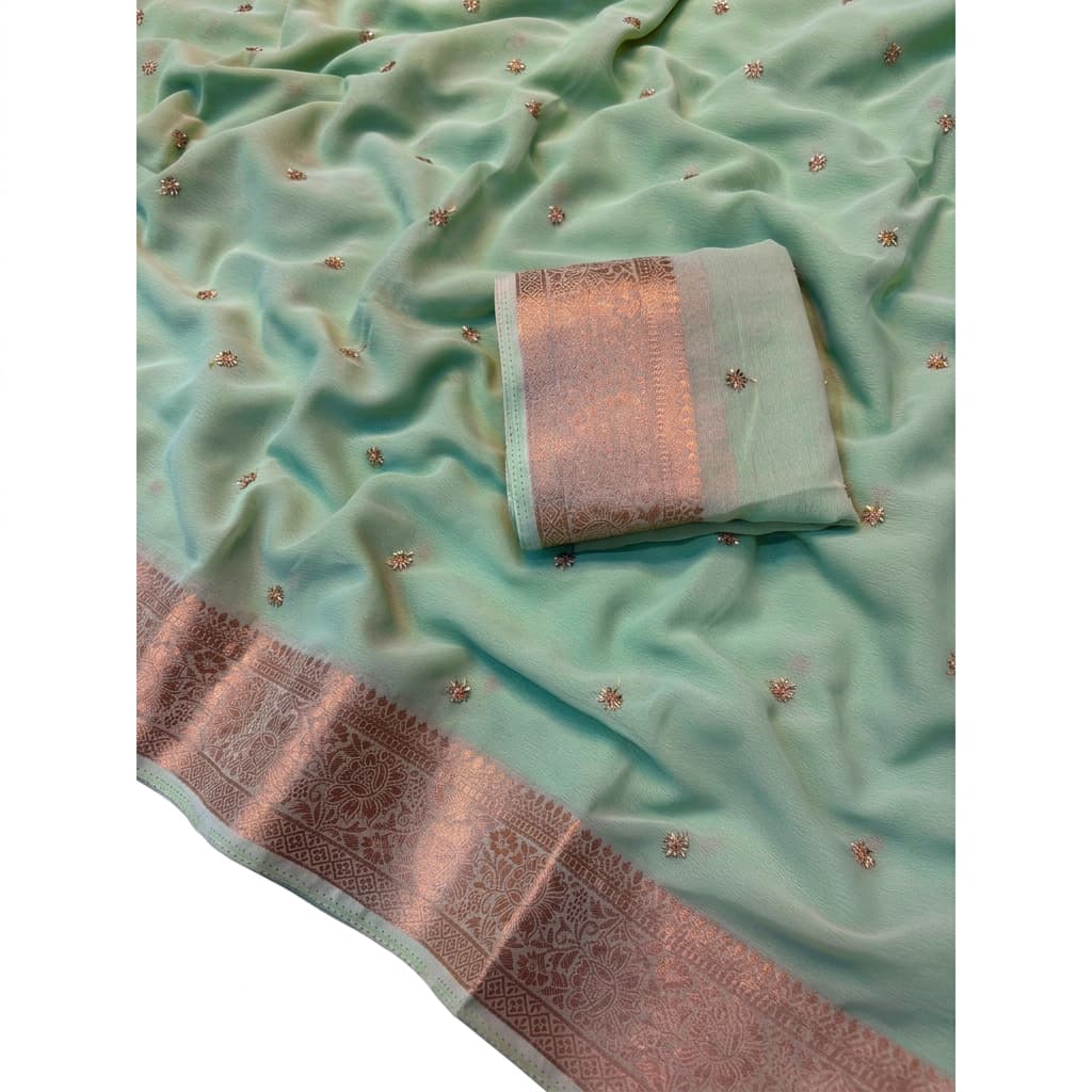 Shreyansh Chiffon Beads Partywear Saree with Jacquard Border