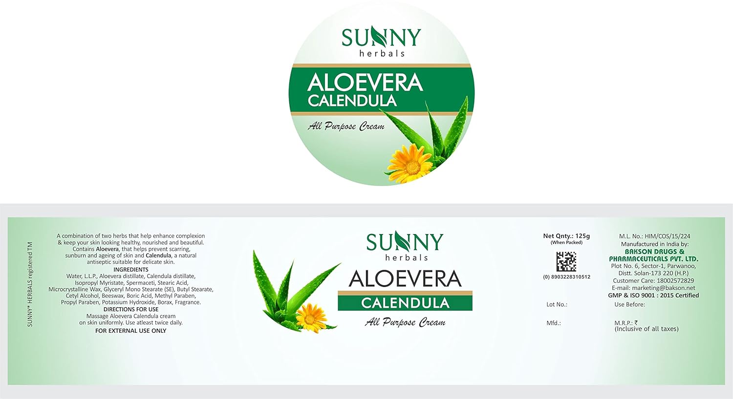 Bakson's Sunny Herbals Aloevera Calendula With All Purpose Skin Care Cream