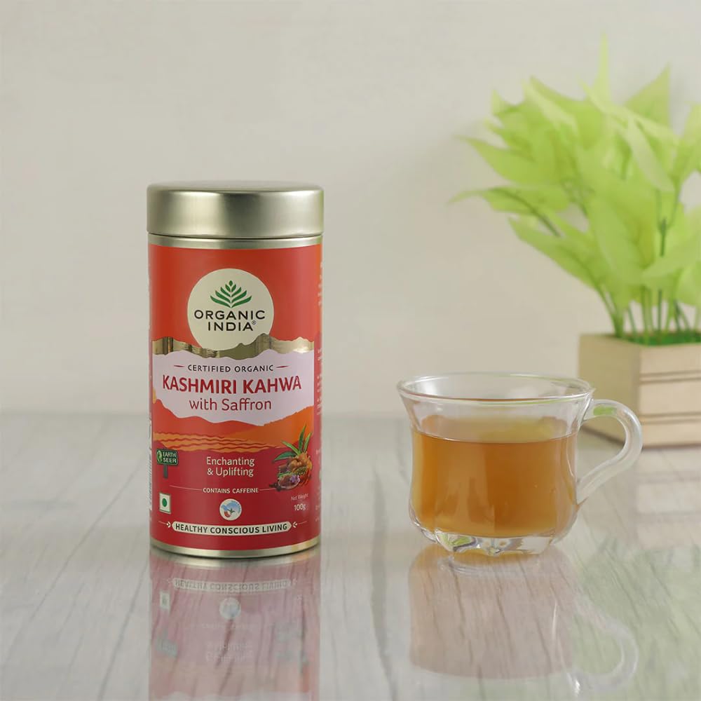 Organic Indiaa Kashmiri Kahwa with Saffron 100gm Tin