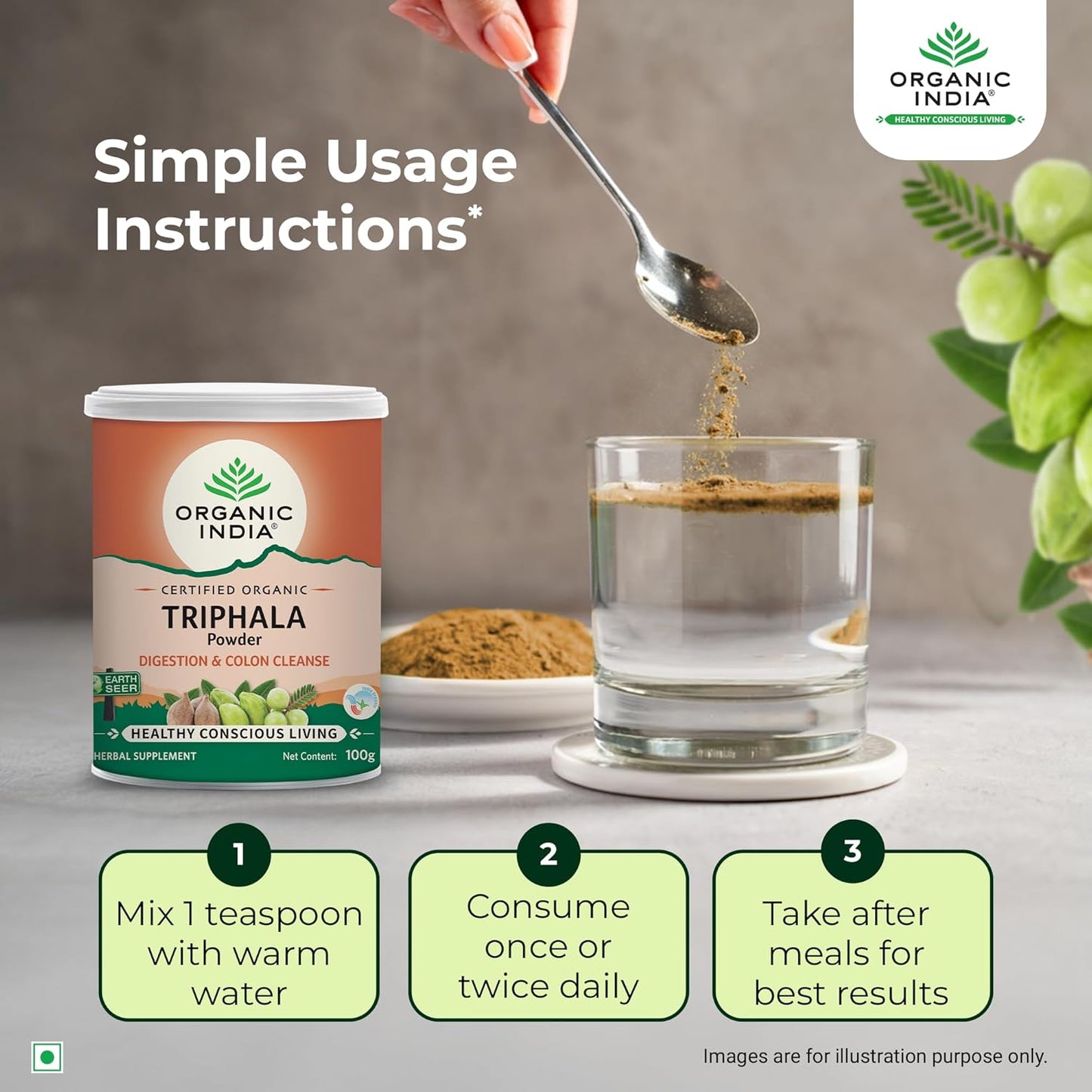 Organic India Triphala Capsule & Powder to Purify Blood & Cure Digestion