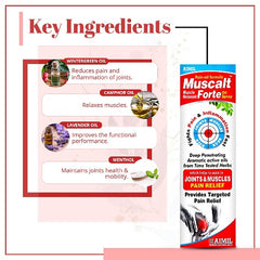 Aimil Ayurveda-Muscalt-Fort-Tabletten für das Wohlbefinden von Knochen und Gelenken reduzieren Schmerzen und Entzündungen. Fort-Tabletten, Ölspray und Sirup