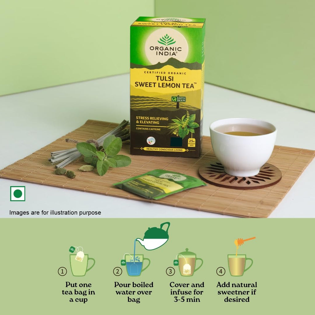 Organic India Tulsi Sweet Lemon Green Tea 25 Infusion Bag