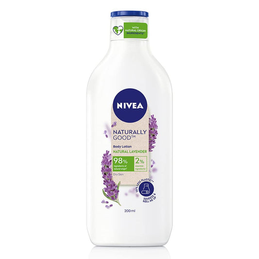 Nivea Naturally Good, Natürliche Lavendel-Körperlotion, Für trockene Haut, Ohne Parabene, 98 % Inhaltsstoffe natürlichen Ursprungs