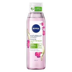 Nivea Naturally Good Body Wash, Maiglöckchen, Orangenblüten- und Pflaumenblütenöl-Duschgel, ohne Parabene, vegane Formel, 98 % Inhaltsstoffe natürlichen Ursprungs für ein sanft reinigendes Duschgel, 300 ml