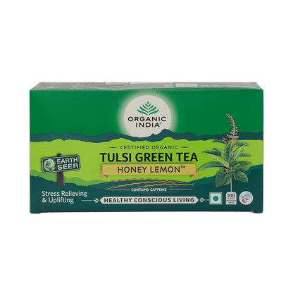 Organic India Tulsi Green Tea Honey Lemon 25 & 100 Teabags