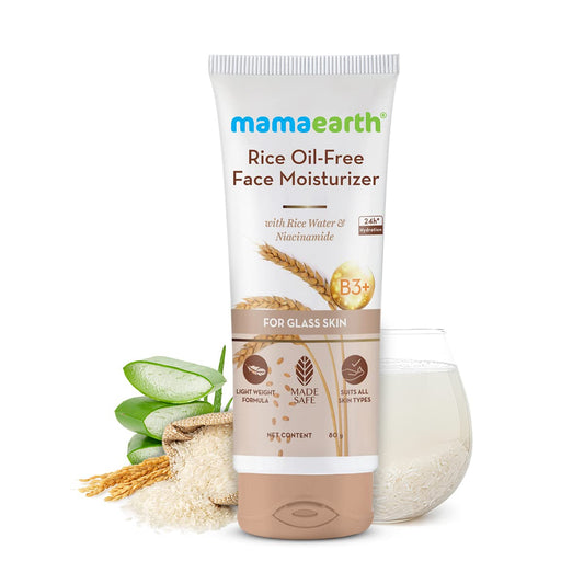 Mamaearth Rice Oil Free Face Moisturizer With Rice Water & Niacinamide for Glass Skin 80g