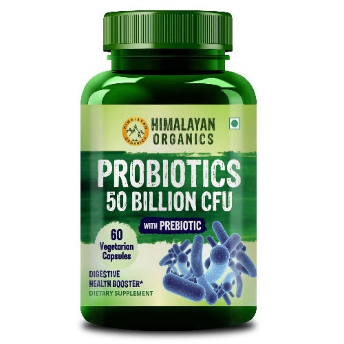 Пробиотики Himalayan Organics дополняют 50 миллиардов КОЕ пребиотиками 150 мг для пищеварения, здоровья кишечника и иммунитета 60 вегетарианских капсул