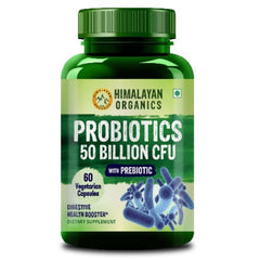 Пробиотики Himalayan Organics дополняют 50 миллиардов КОЕ пребиотиками 150 мг для пищеварения, здоровья кишечника и иммунитета 60 вегетарианских капсул