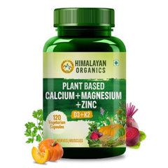 Himalayan Organics Pflanzliches Kalzium-Magnesium-Zink-D3- und K2-Ergänzungsmittel, 120 vegetarische Kapseln