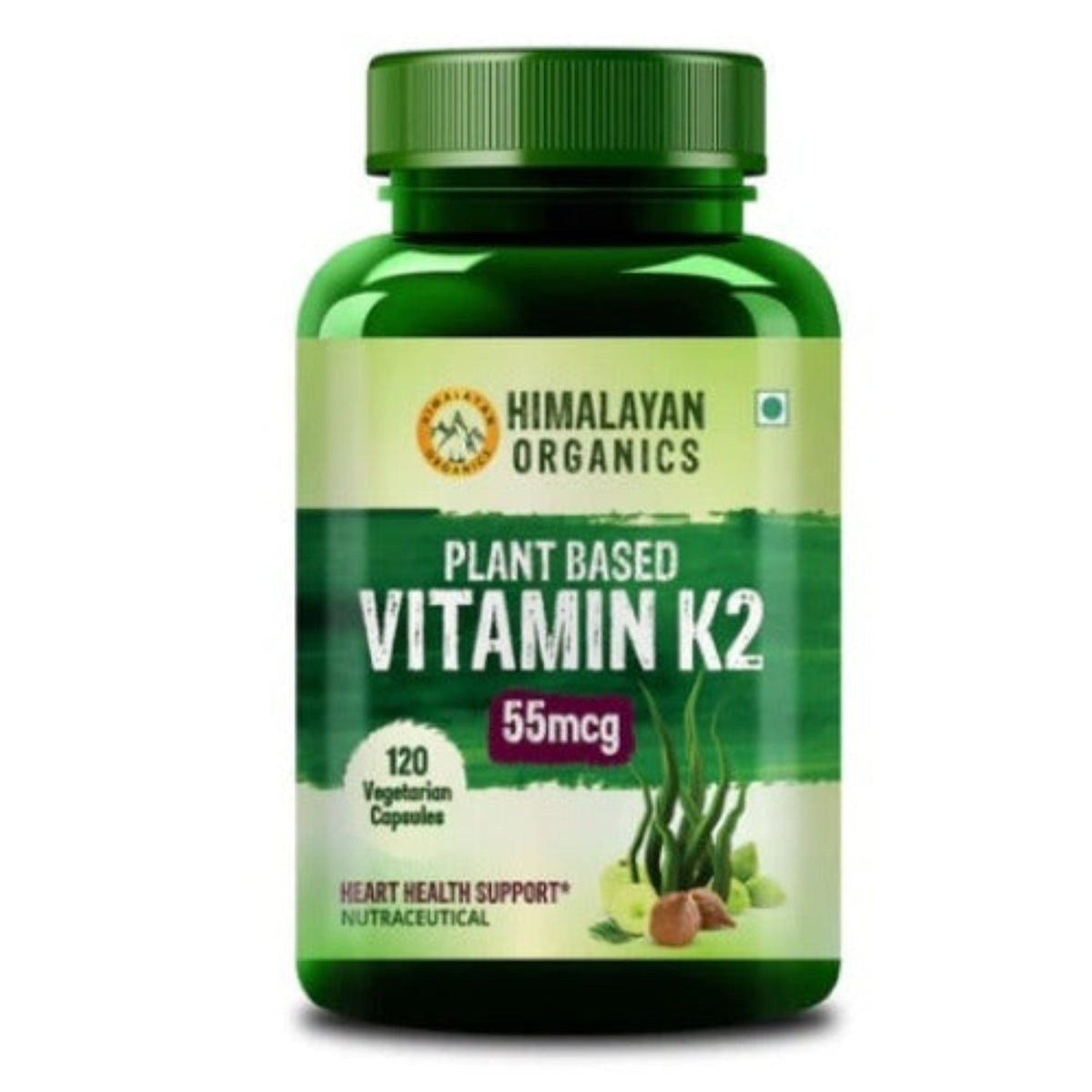 Himalayan Organics Plant-Based Vitamin K2 Supplement Supports Stronger Bone & Heart Health 120 Vegetarian Capsules