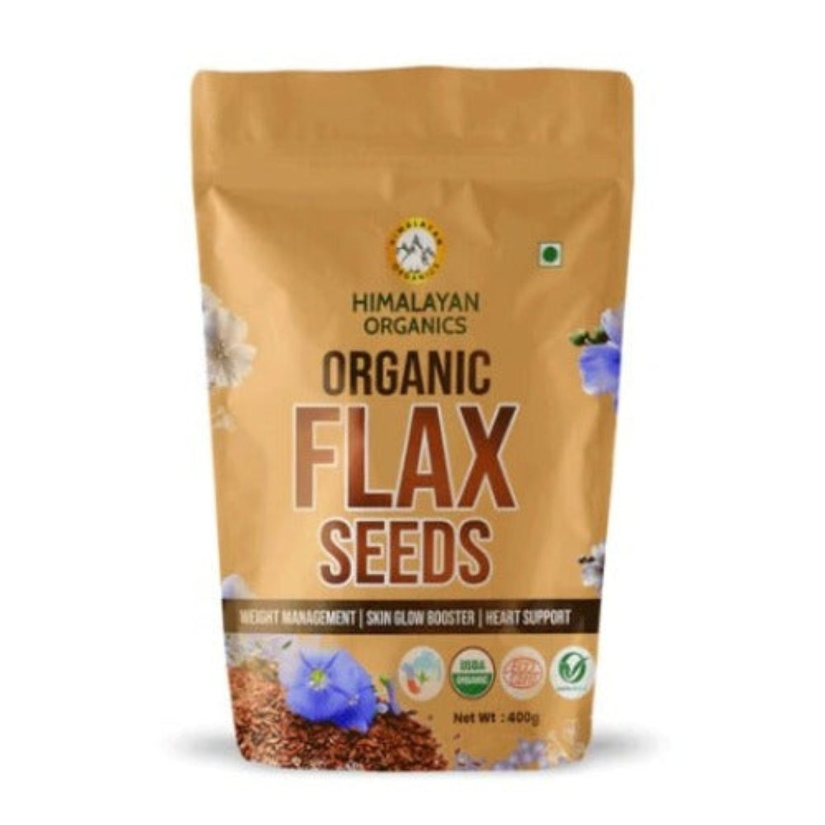 Органические семена льна, сертифицированные Himalayan Organics, обогащенные омега-3 и цинком для здорового контроля веса и поддержки здоровья сердца, 400 г