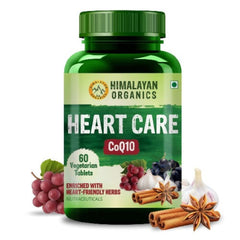 Himalayan Organics Herz-Pflege-Ergänzung mit Arjuna-Rinde, Traubenkernen, CoQ10, Resveratrol, Zimt, Knoblauch, 60 vegetarische Tabletten 