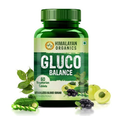 Himalayan Organics Gluco Balance auf pflanzlicher Basis mit Jamun-, Bittermelonen-, Amla-, Gudmar- und Chirayta-Extrakten, 60 vegetarische Tabletten