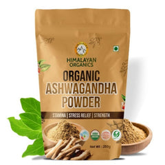 Himalayan Organics zertifiziertes Bio-Ashwagandha-Pulver, Withania Somnifera-Ergänzung, fördert mehr Kraft und Ausdauer, Pulver, 250 g