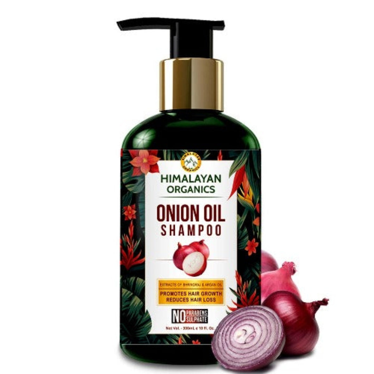 Himalayan Organics Zwiebelöl-Shampoo für Haarwachstum, ohne Parabene und ohne Sulfate, 300 ml