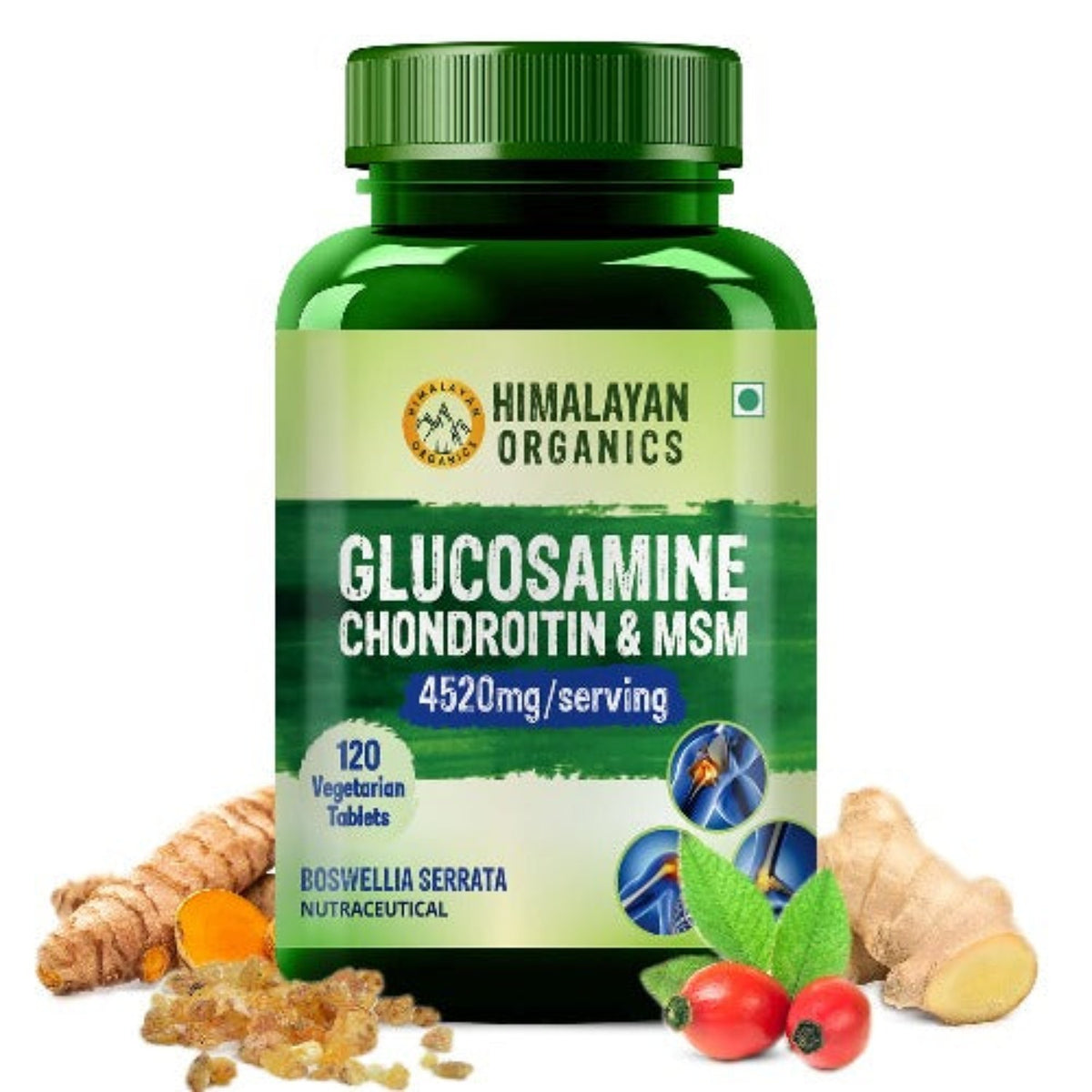 Himalayan Organics Glucosamin zur Unterstützung von Knochen, Gelenken und Knorpel, 120 vegetarische Tabletten