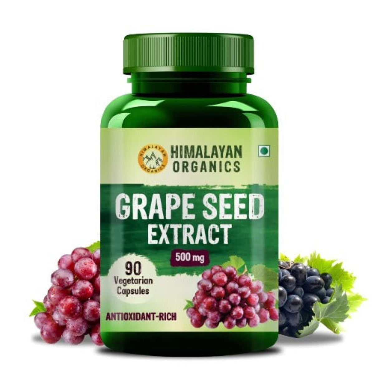 Himalayan Organics Traubenkernextrakt, 500 mg Portion für einen gesunden Cholesterinspiegel, 90 vegetarische Kapseln