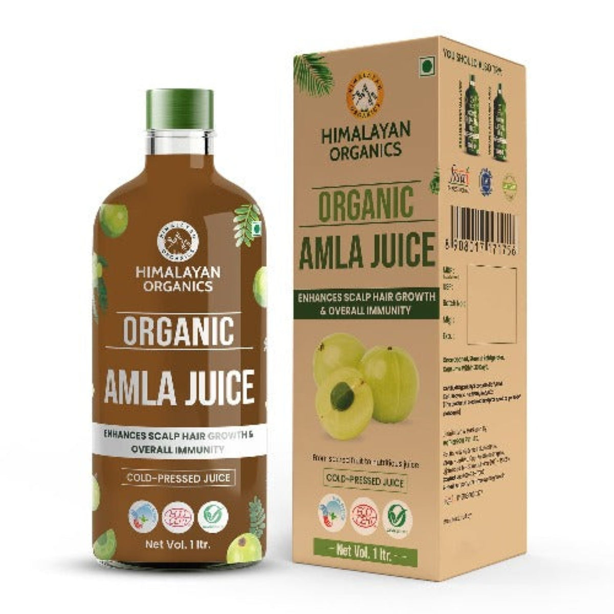 Himalayan Organics Bio-Amla-Saft unterstützt das Immunsystem, die Darmgesundheit und kräftiges Haar. Natürlicher Bio-Saft zur Entgiftung (1 l)