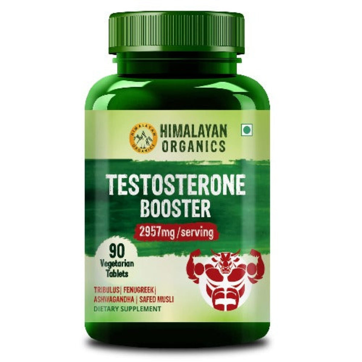 Himalayan Organics Testosteron-Booster unterstützt Muskel- und Energieaufbau mit Vitamin D3, Magnesium, Zink, Tribulus, Ashwagandha und Safed Musli, 90 vegetarische Tabletten
