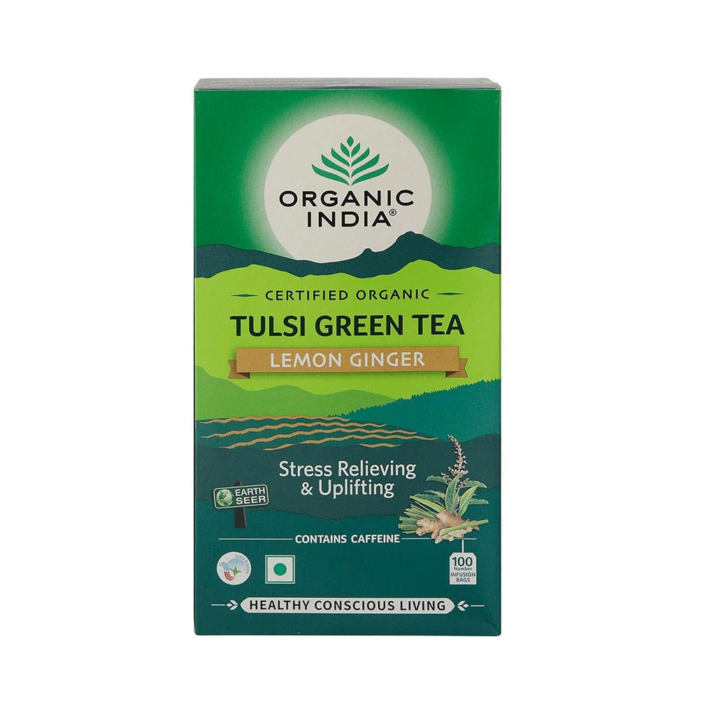 Organic India Tulsi Green Tea Lemon Ginger Infusion Teabag