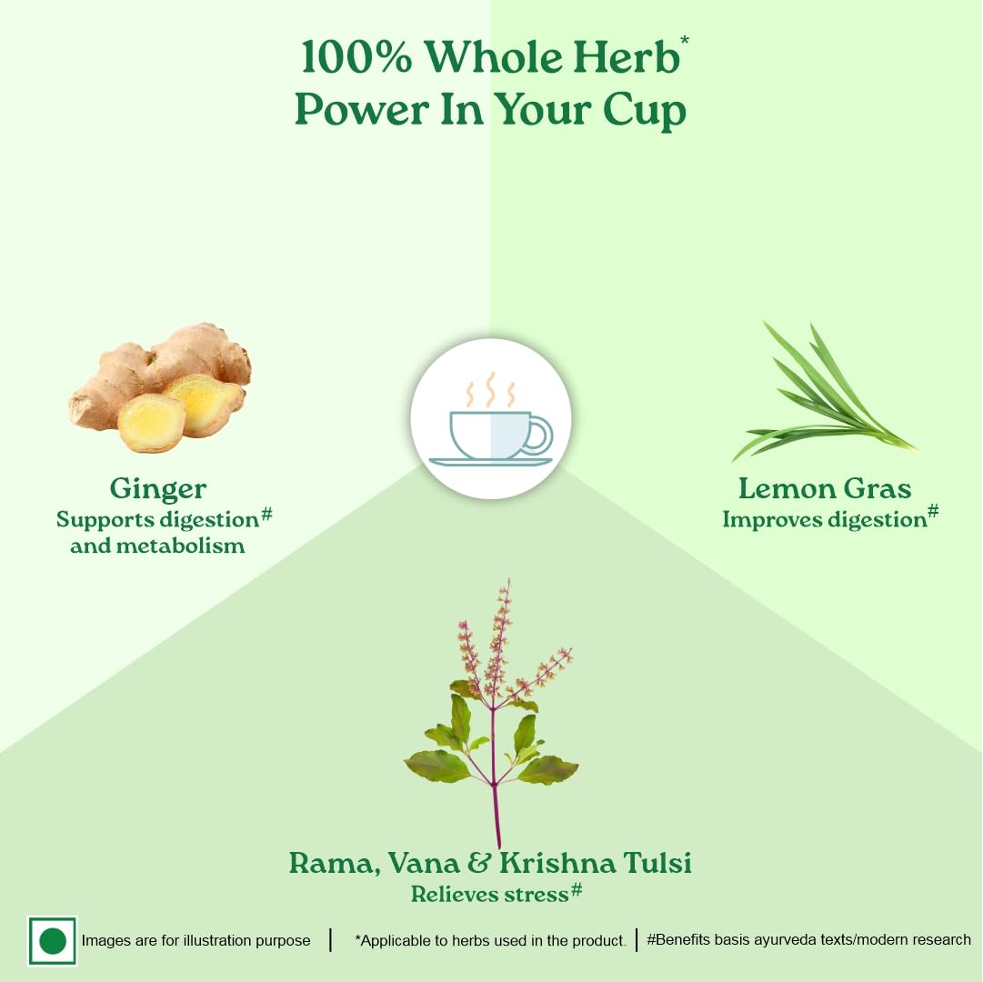 Organic India Tulsi Green Tea Lemon Ginger 25 Infusion Bag,50 Teabag & 100 Tea Bag