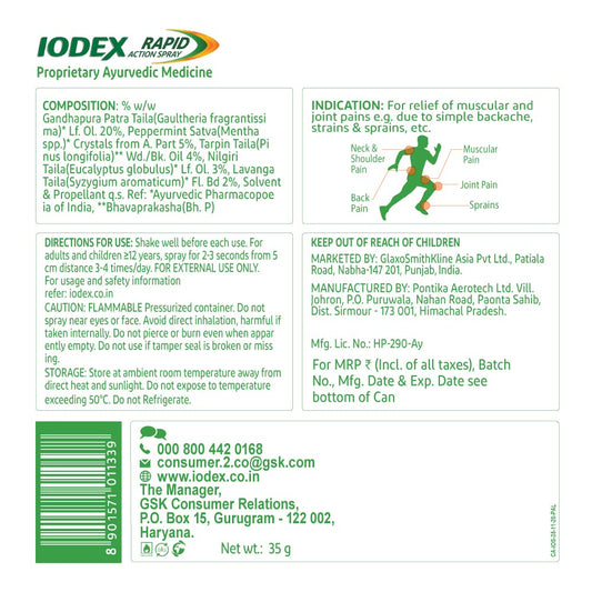 Iodex Body Pain Expert Спрей быстрого действия 60 г