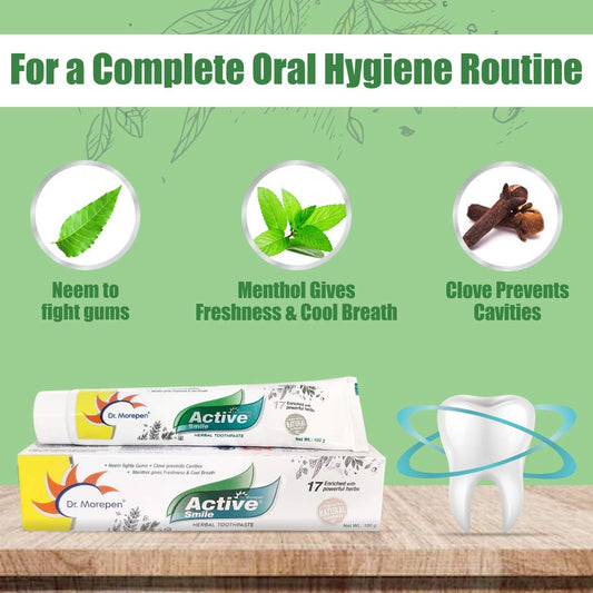 Dr Morepen Active Smile Enriches With 17 Powerful Herbs Toothpaste 100 Gm