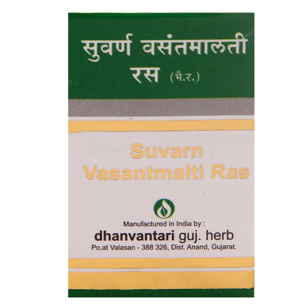 Dhanvantari Ayurveda Suvarna Vasant Malti Ras Nützlich bei chronischem Fieber Suvarn Yukta Tablette