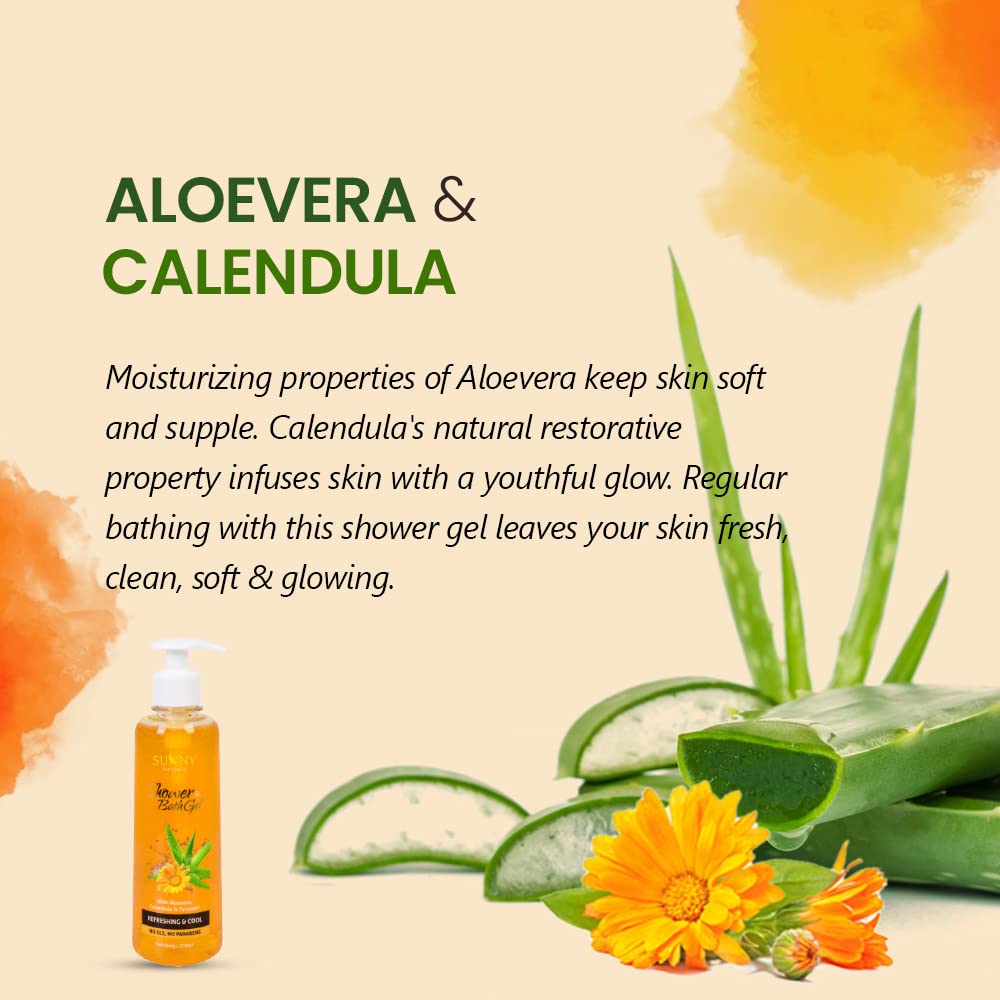Bakson's Sunny Herbals Shower & Bath With Aloevera & Cool Skin Care Gel 270ml