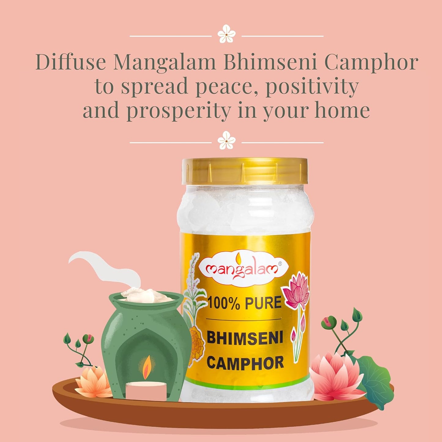 Mangalam 100% Pure Bhimseni Camphor Block pieces Bottle Jar