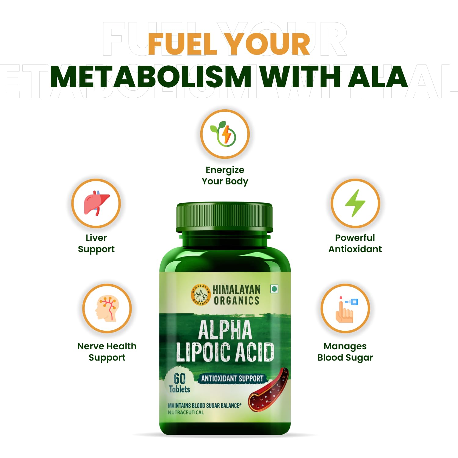 Himalayan Organics Alpha Lipoic Acid Vegetarian 60 Tablets