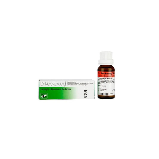 Dr Reckeweg Homoeopathy R45 Illnesses Of The Larynx Drops 22 ml