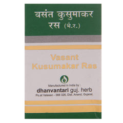 Dhanvantari Ayurvedic Vasant Kusumakar Ras Nützlich bei Diabetes und allgemeiner Schwäche Suvarn Yukta Tablet