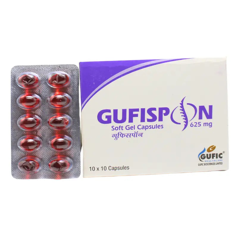 2 X Gufic Herbal Ayurvedic Gufispon 625mg Soft Gel 10 Capsules