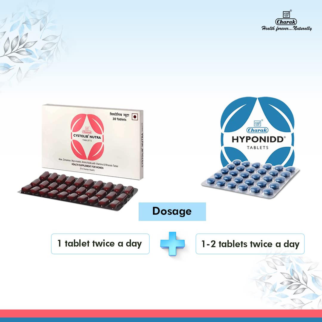 Charak PCOS PCOD Hyponidd 30 Tab and Cystolib Nutra 30 Tab Management Combo Tablets