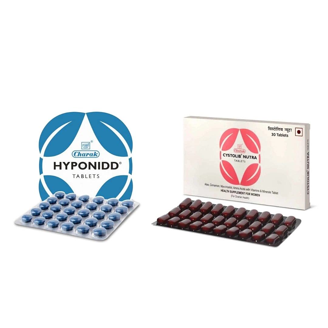 Charak PCOS PCOD Hyponidd 30 Tab and Cystolib Nutra 30 Tab Management Combo Tablets