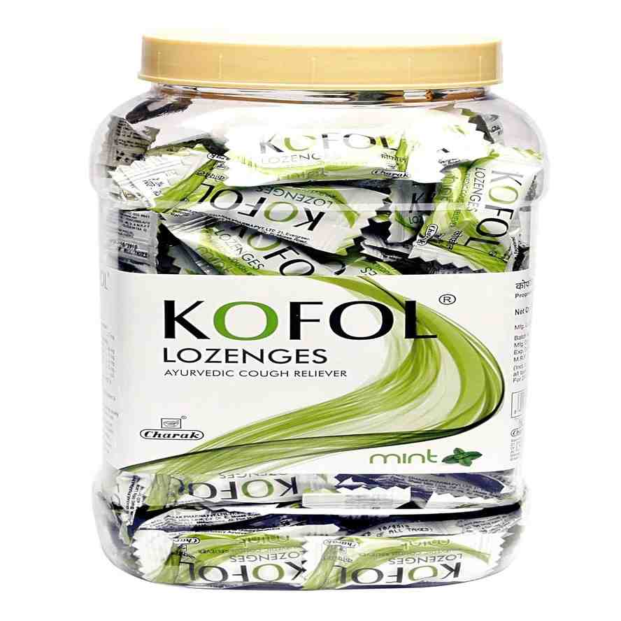 Charak Ayurvedic Kofol Mint,Orange & Honey Lemon Flavor White Lozenges Jar Tablets
