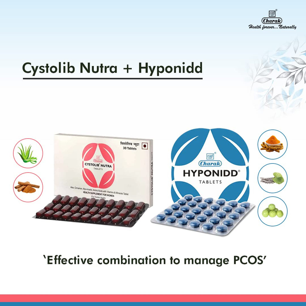 Charak PCOS PCOD Hyponidd 30 Tab and Cystolib Nutra 30 Tab Management Combo Tablets
