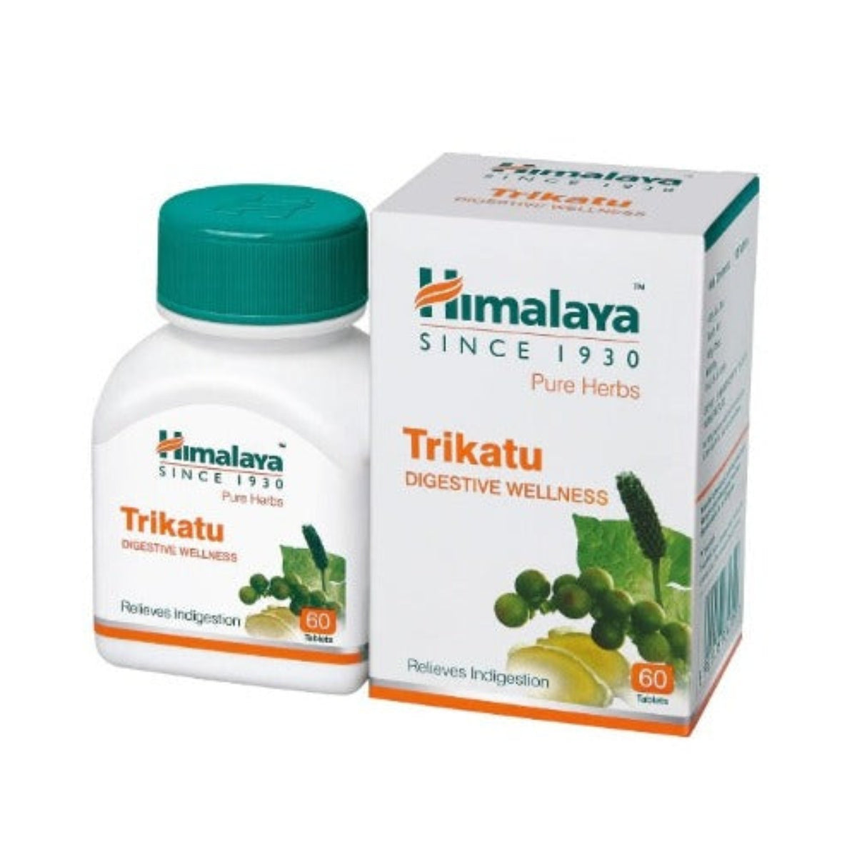 Himalaya Pure Herbs Травяной аюрведический трикату для здоровья пищеварительной системы, снимает расстройство желудка, 60 таблеток