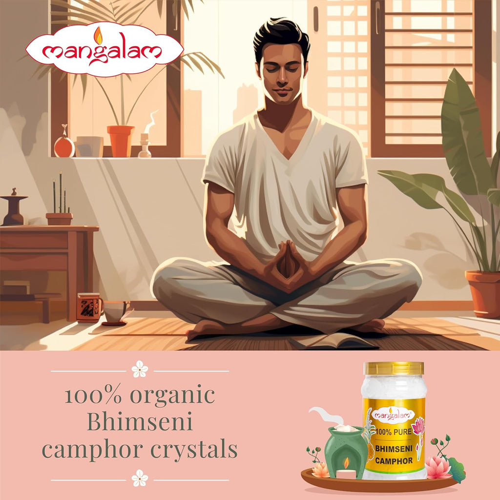 Mangalam 100 % reine Bhimseni Kampfer Blockstücke Flasche Glas