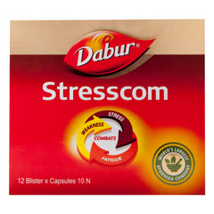 Dabur Ayurvedic Stresscom Ashwagandha-Kapsel, 10 Stück (12 Streifen), 120 Kapseln