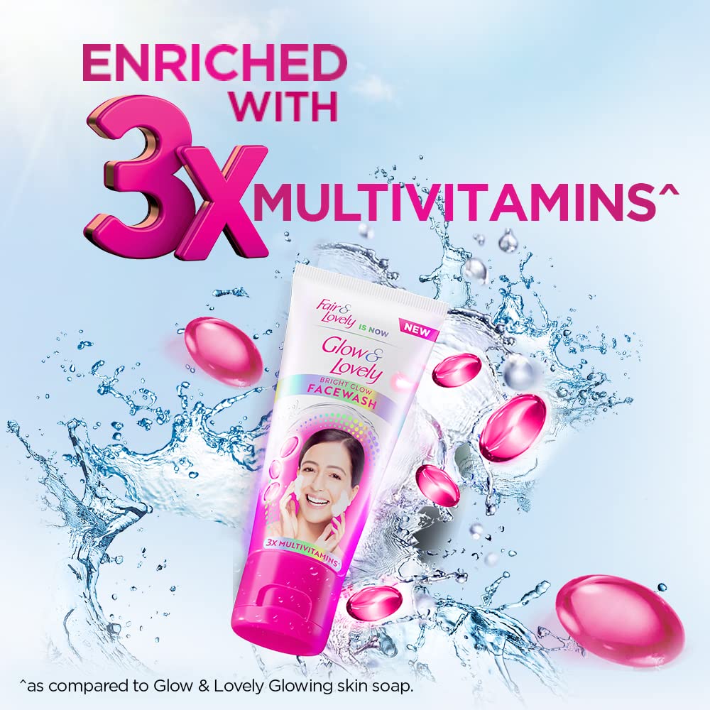 Fair &amp; Lovely ist jetzt Glow &amp; Lovely Bright Glow Gesichtswaschmittel 3x Multivitamin