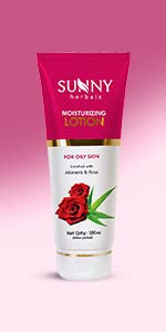 Bakson's Sunny Herbals Feuchtigkeitslotion mit Aloe Vera und Rose für fettige Haut, Pflegelotion, 100 ml