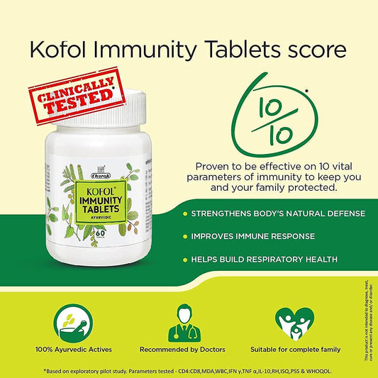 Charak Ayurvedic Kofol Immunity Tablet With Goodness Of Giloy,Haldi,Pippali 60 Tablets