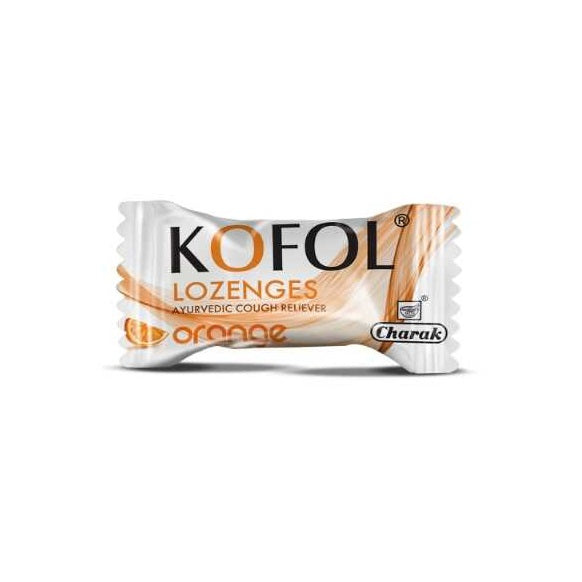 Charak Ayurvedic Kofol Minze, Orange &amp; Honig Zitronengeschmack Weiße Lutschtabletten Glas Tabletten