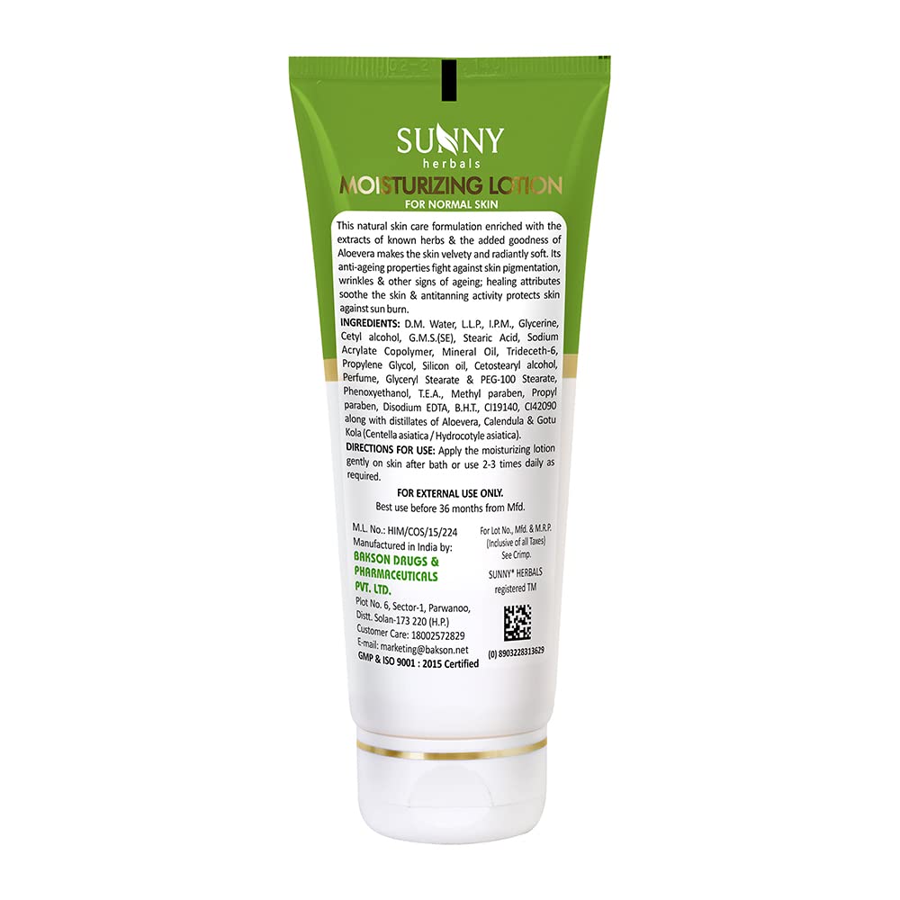 Bakson's Sunny Herbals Moisturizing Lotion With Aloevera & For Normal Skin Care Lotion 100ml